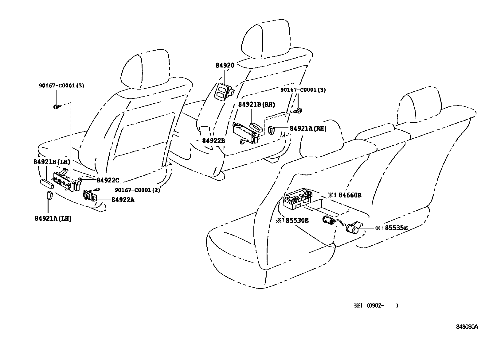 Toyota CAMRY 开关和继电器和ECU EPC diagram — 848030A