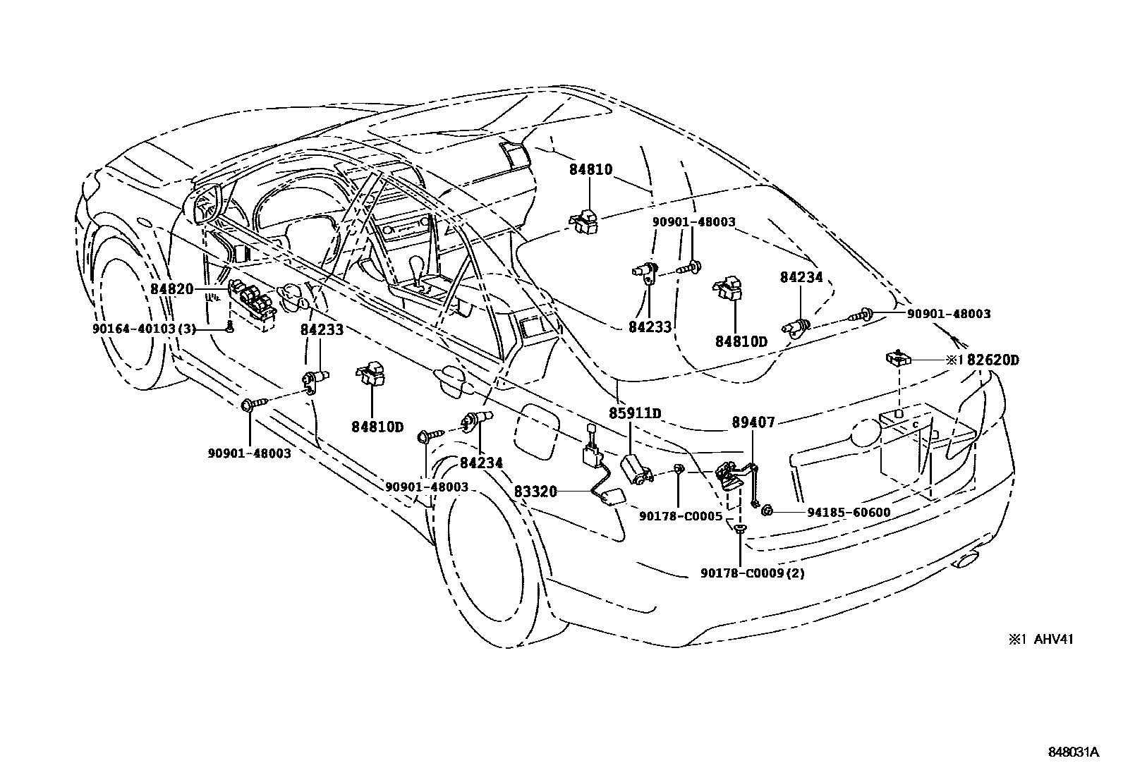 Toyota CAMRY 开关和继电器和ECU EPC diagram — 848031A