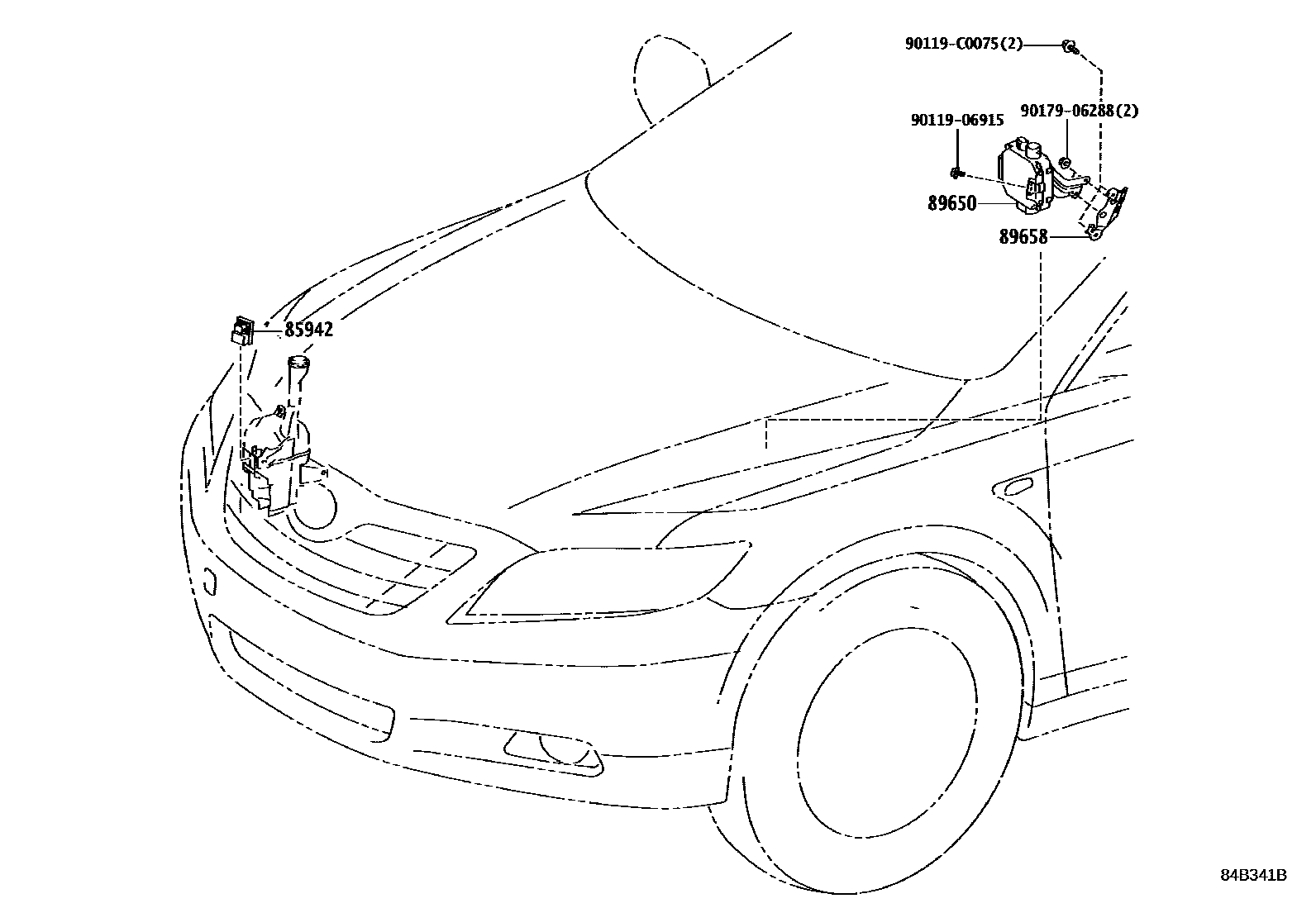 Toyota CAMRY 开关和继电器和ECU EPC diagram — 84B341B