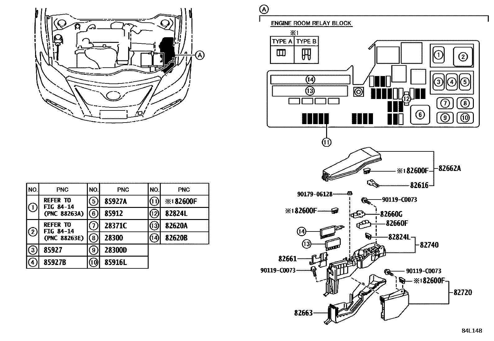 Toyota CAMRY 开关和继电器和ECU EPC diagram — 84L148