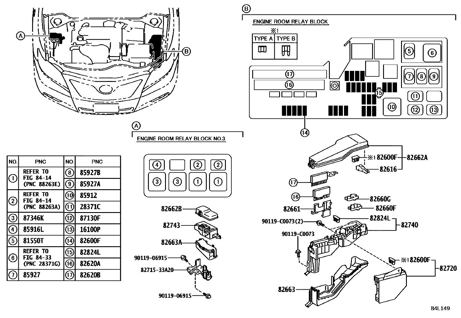 Toyota CAMRY 开关和继电器和ECU EPC diagram — 84L149