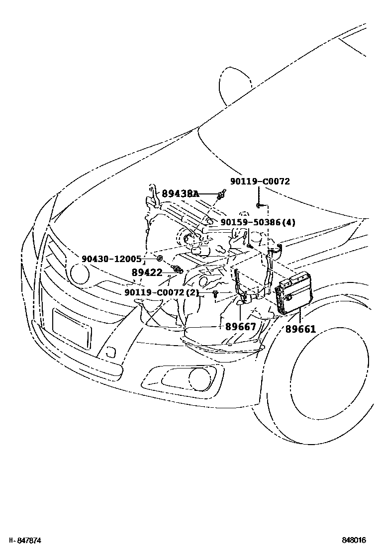 Toyota CAMRY 电子燃油喷射系统 EPC diagram — 848016