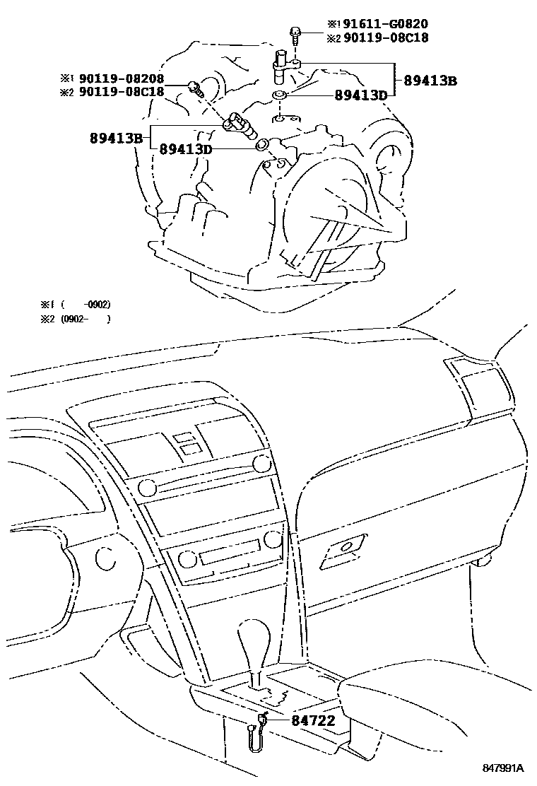 Toyota CAMRY 超速档和电子控制变速器 EPC diagram — 847991A