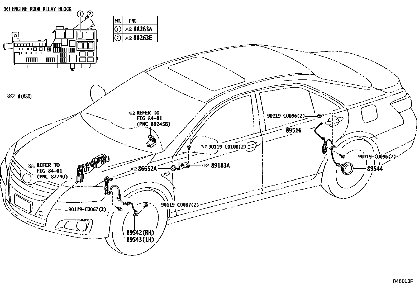 Toyota CAMRY ABS 和 VSC EPC diagram — 848013F