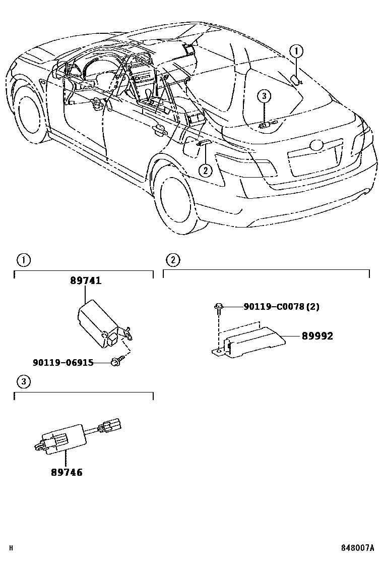 Toyota CAMRY 遥控门锁 EPC diagram — 848007A