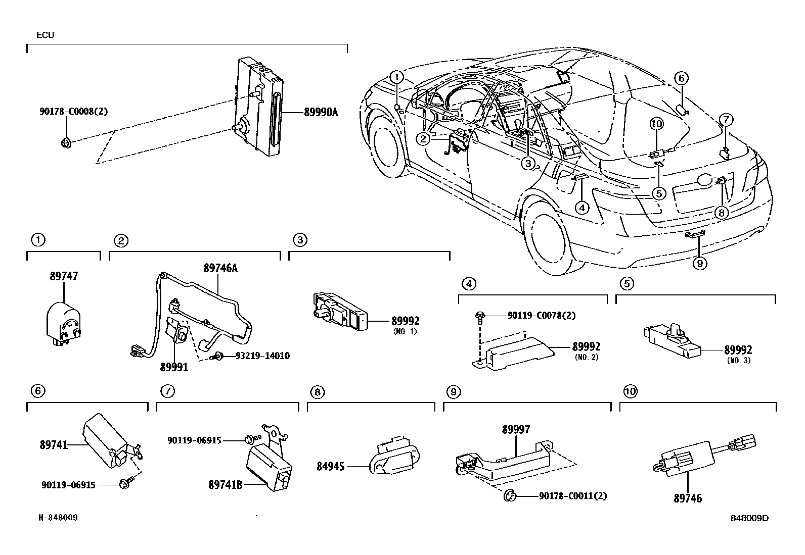 Toyota CAMRY 遥控门锁 EPC diagram — 848009D