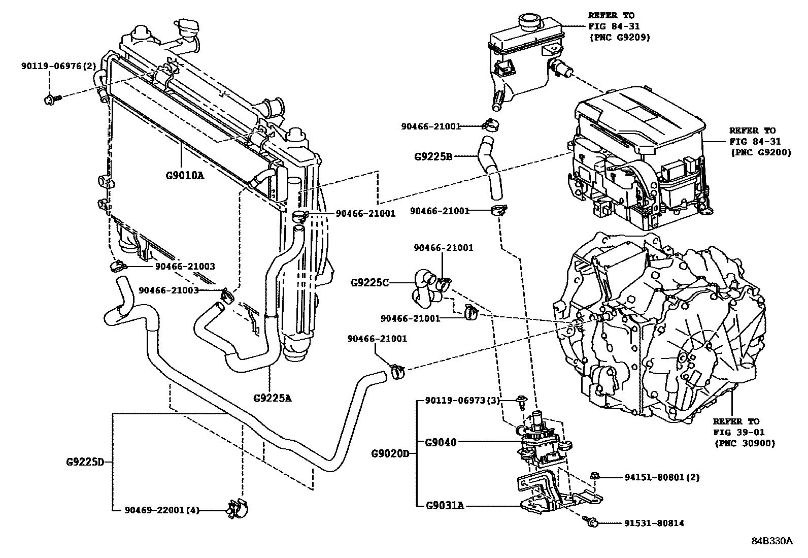 Toyota CAMRY 逆变器冷却系统 EPC diagram — 84B330A