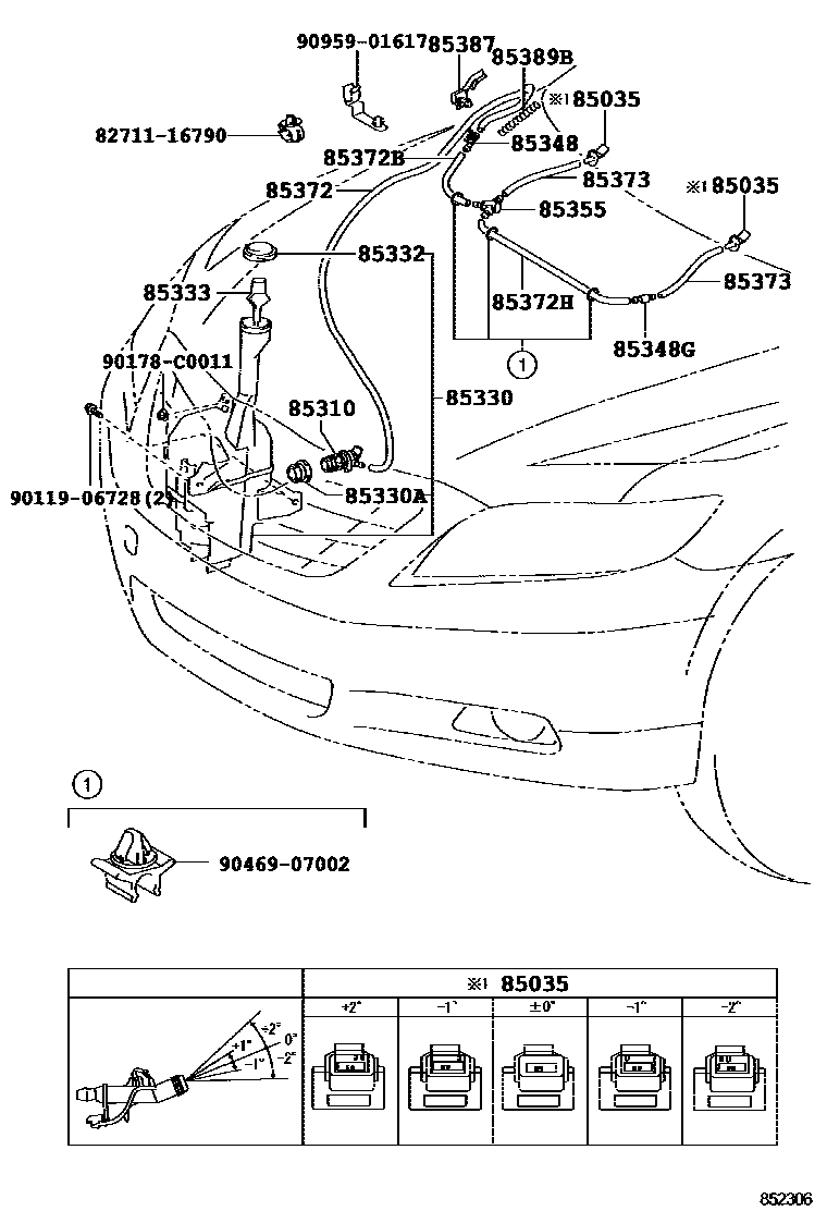 Toyota CAMRY 挡风玻璃清洗器 EPC diagram — 852306