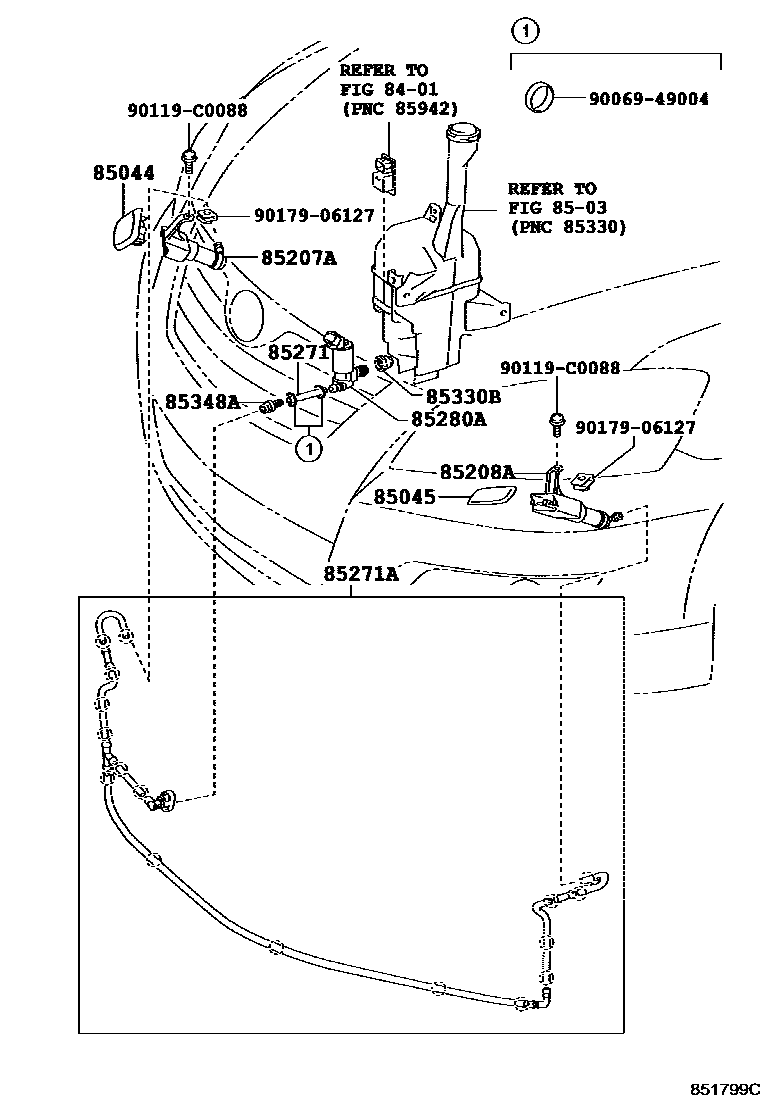 Toyota CAMRY 前大灯清洗器 EPC diagram — 851799C