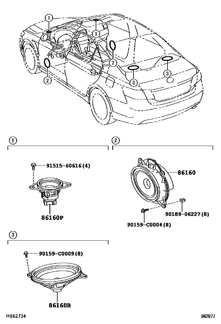 Toyota CAMRY 扬声器 EPC diagram — 862877