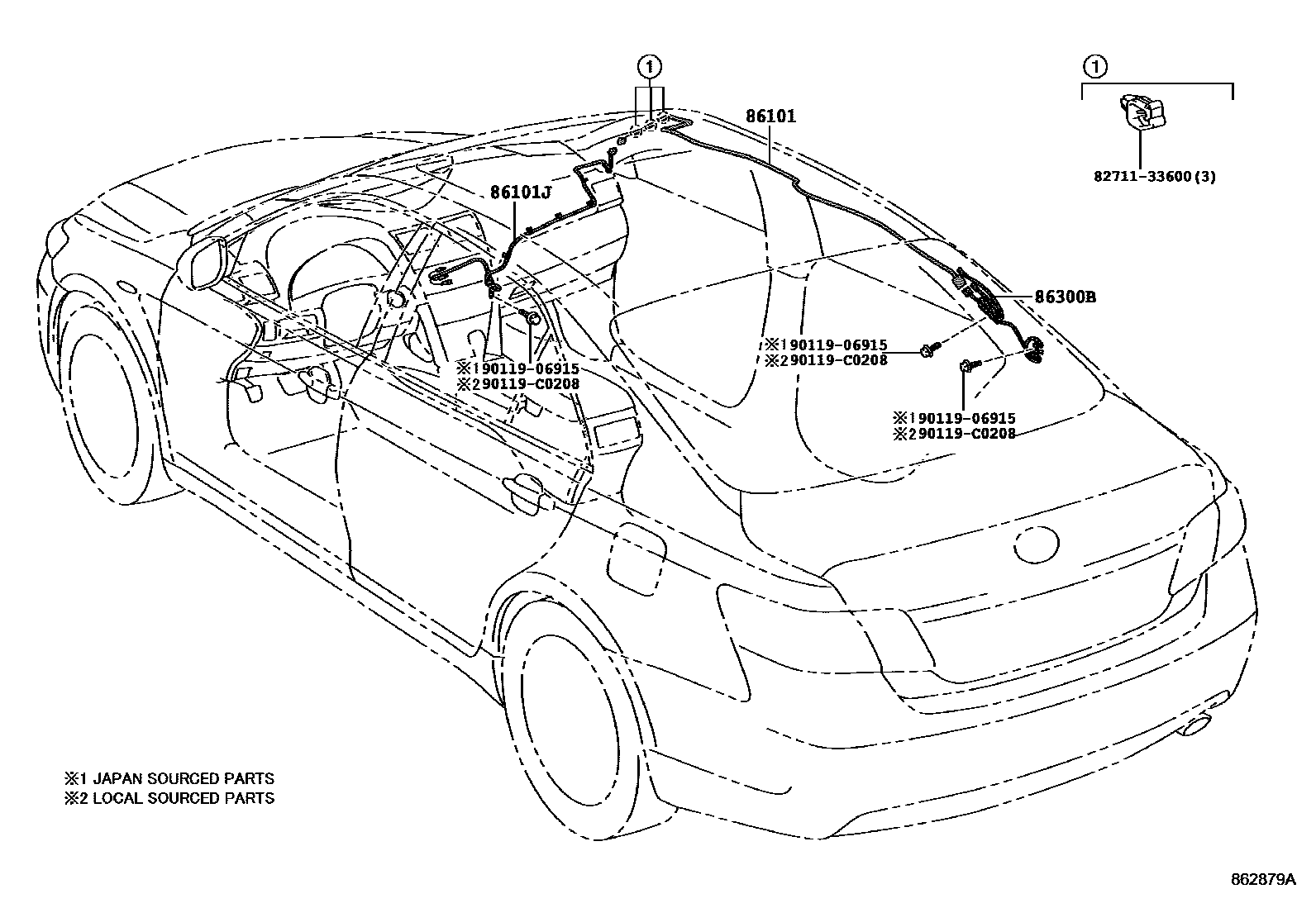 Toyota CAMRY antenna EPC diagram — 862879A