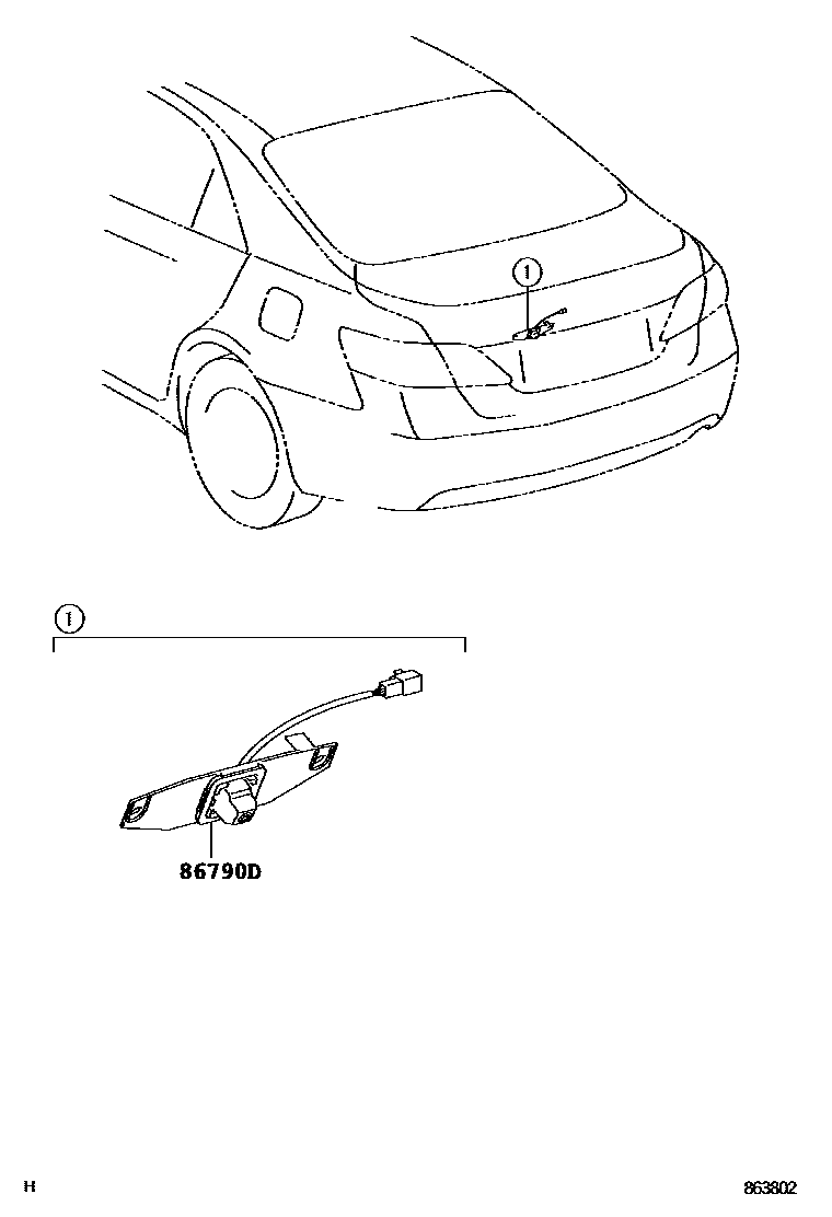 Toyota CAMRY 倒车影像和摄像头 EPC diagram — 863802