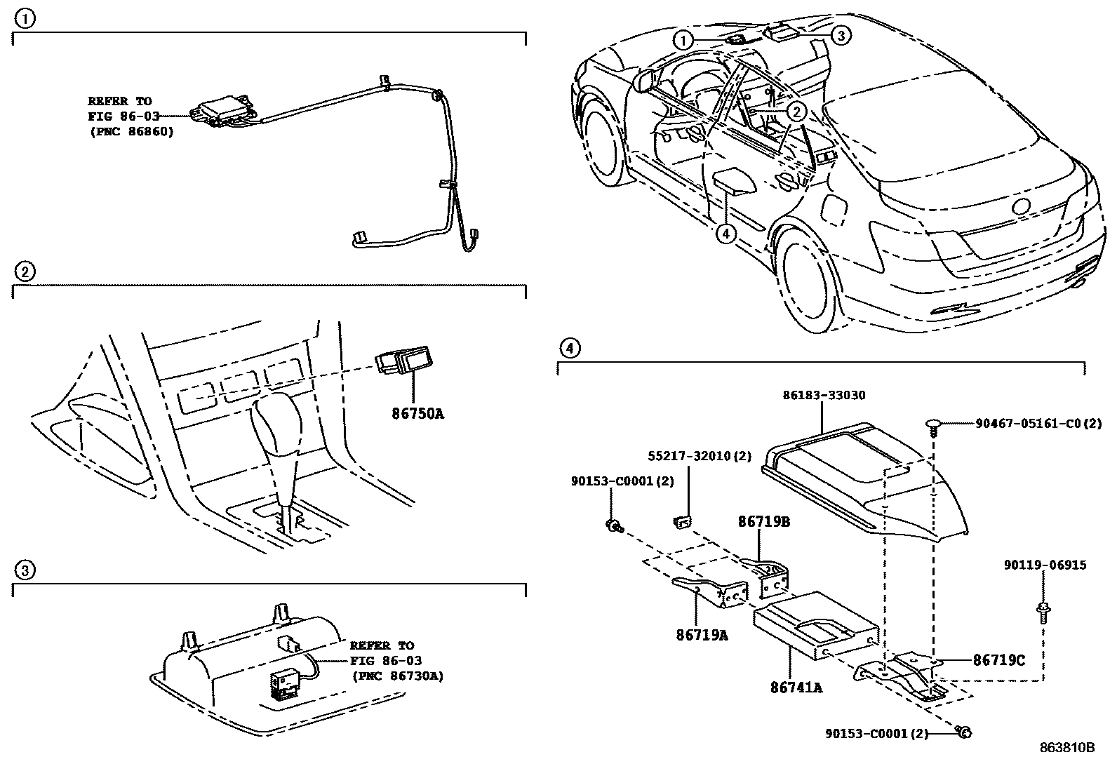 Toyota CAMRY 车载电话和呼救装置 EPC diagram — 863810B