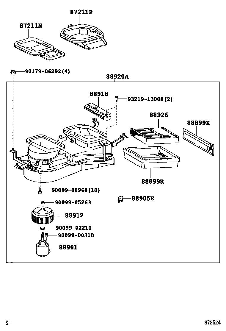 Toyota CAMRY 空气净化器或离子发生器 EPC diagram — 878524