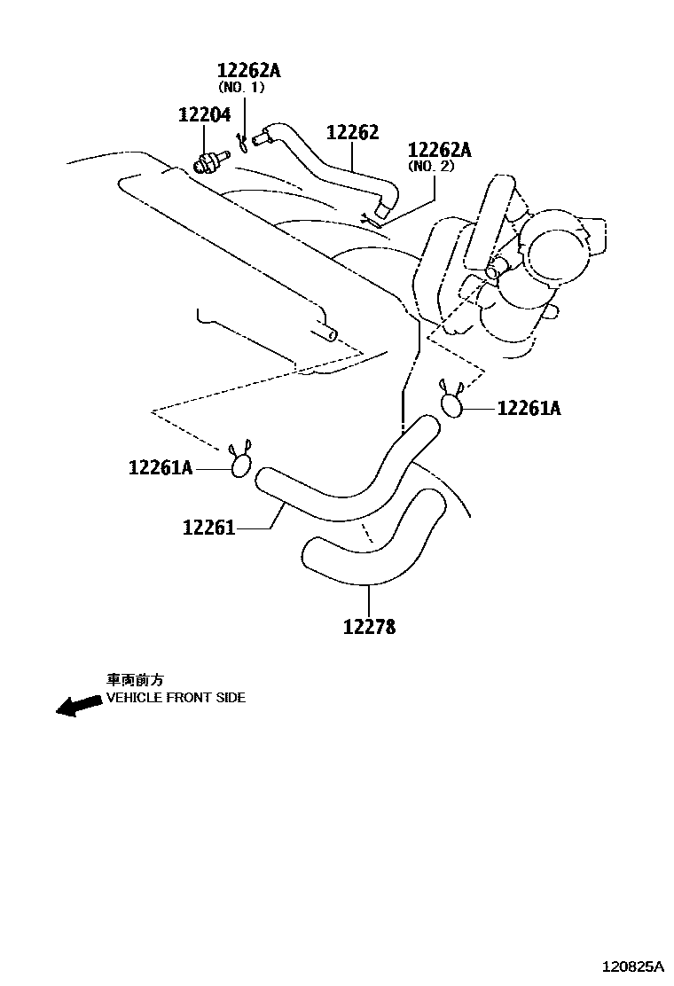 Toyota CAMRY Ventilation Hose EPC diagram — 120825A