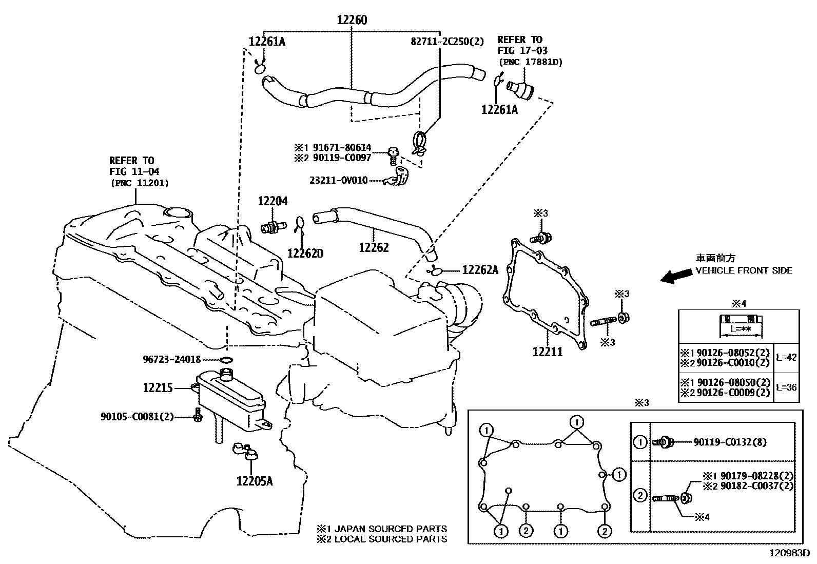 Toyota CAMRY Ventilation Hose EPC diagram — 120983D