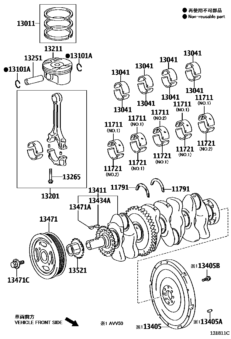 Toyota CAMRY Crankshaft & Piston EPC diagram — 131811C