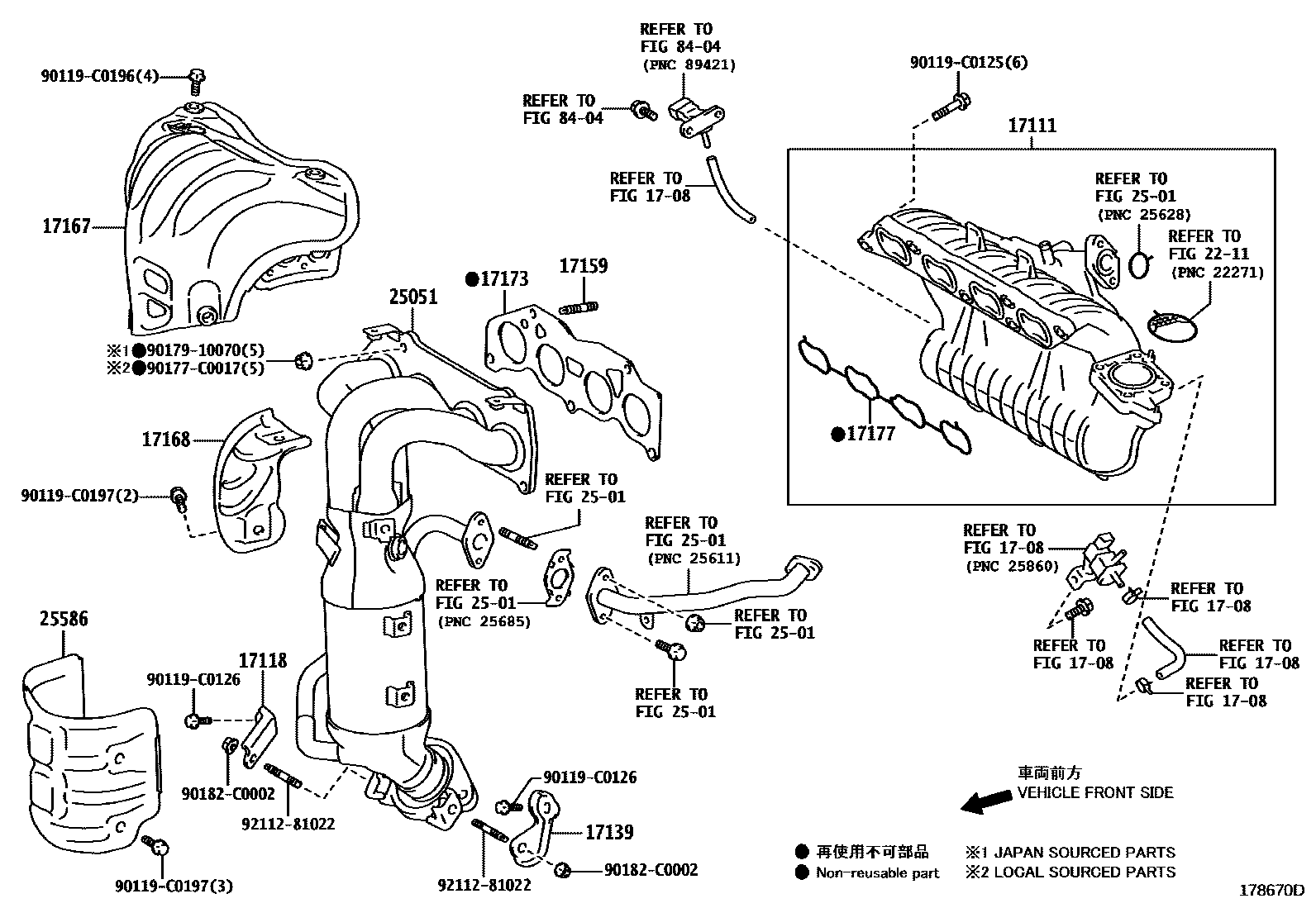 Toyota CAMRY Manifold EPC diagram — 178670D