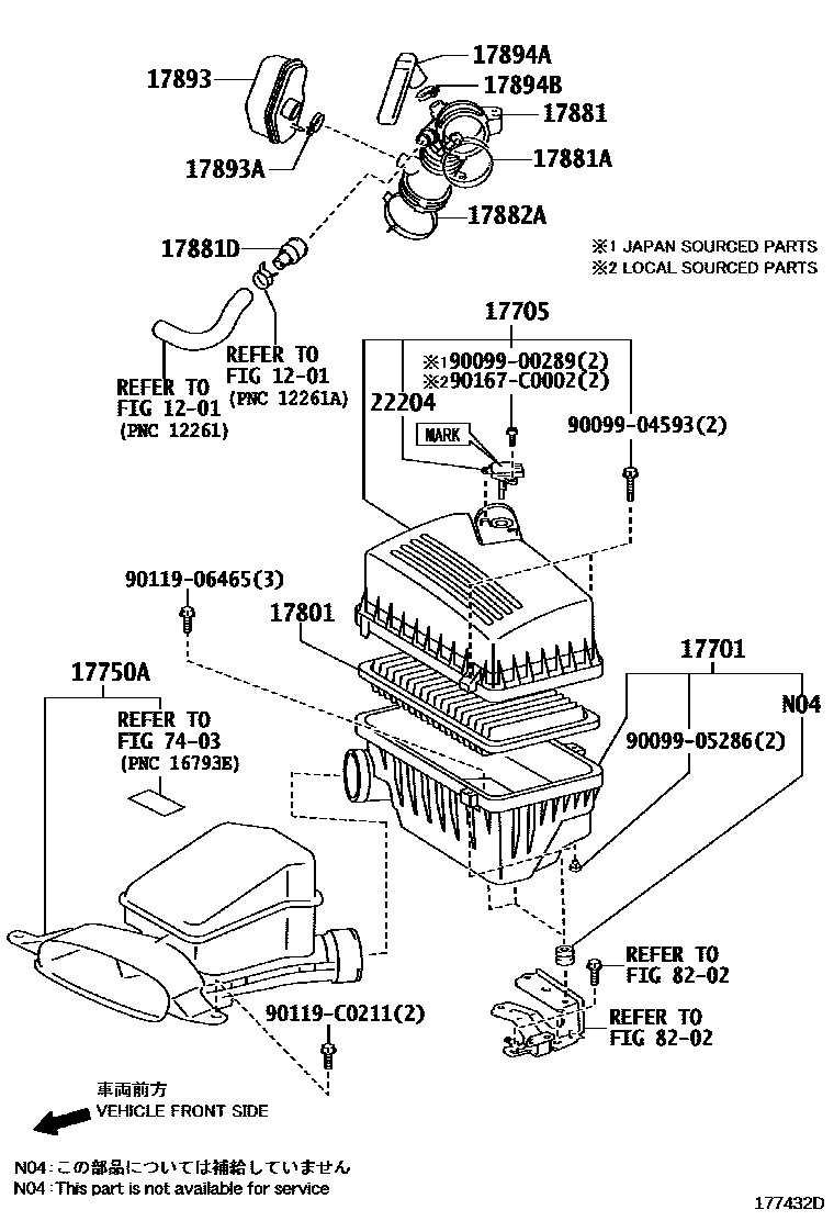 Toyota CAMRY Air Cleaner EPC diagram — 177432D
