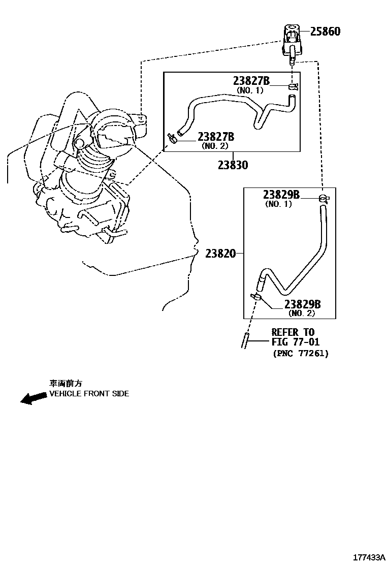 Toyota CAMRY vacuum tube EPC diagram — 177433A