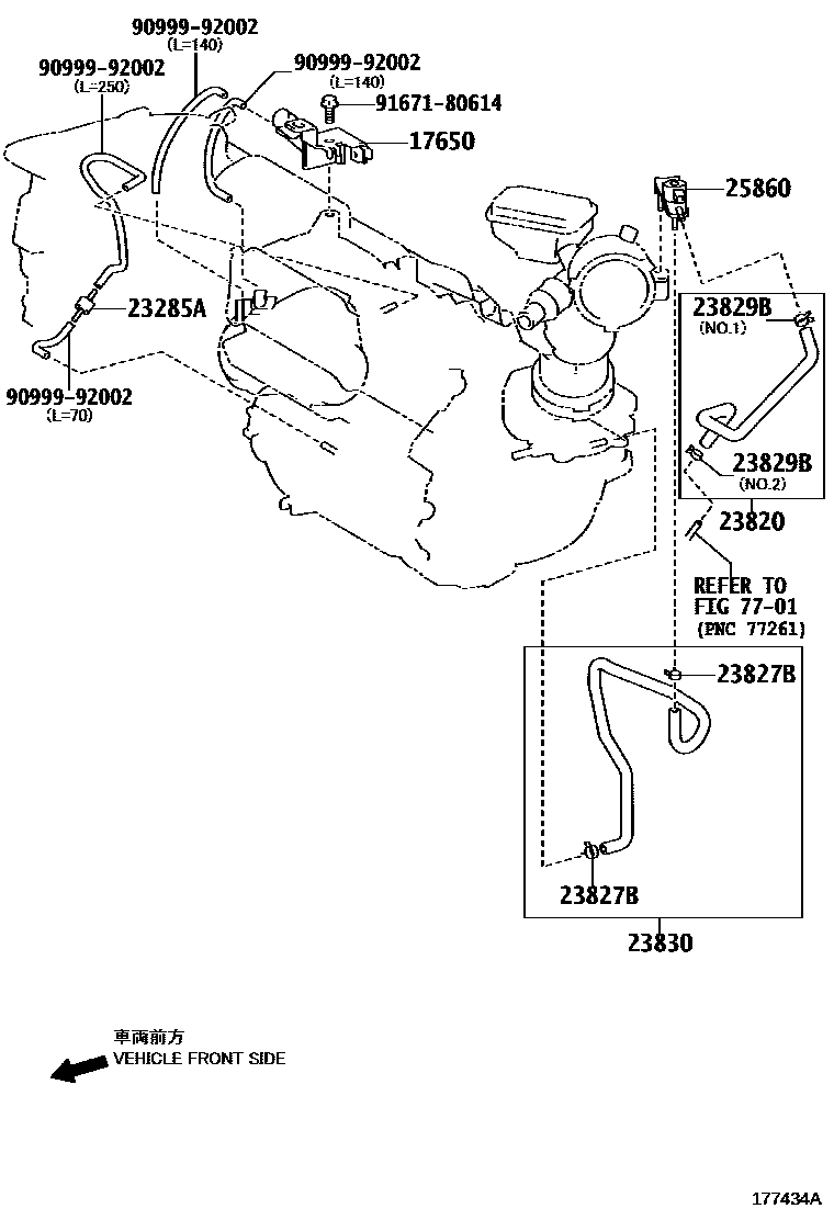 Toyota CAMRY vacuum tube EPC diagram — 177434A