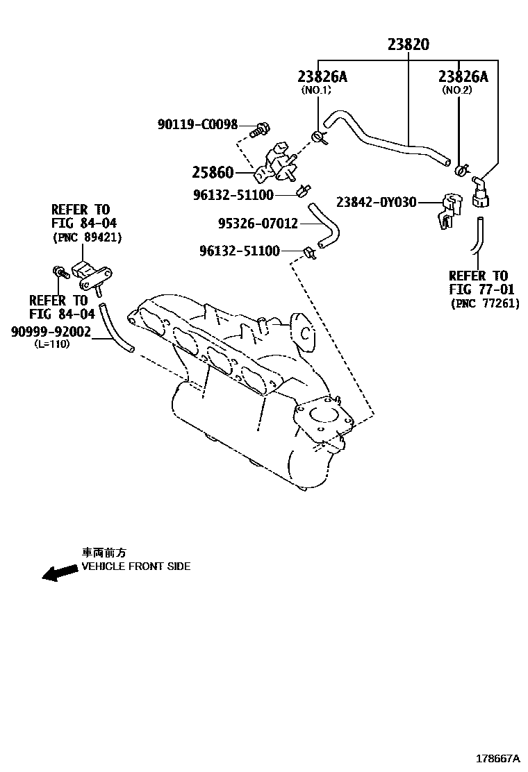 Toyota CAMRY vacuum tube EPC diagram — 178667A