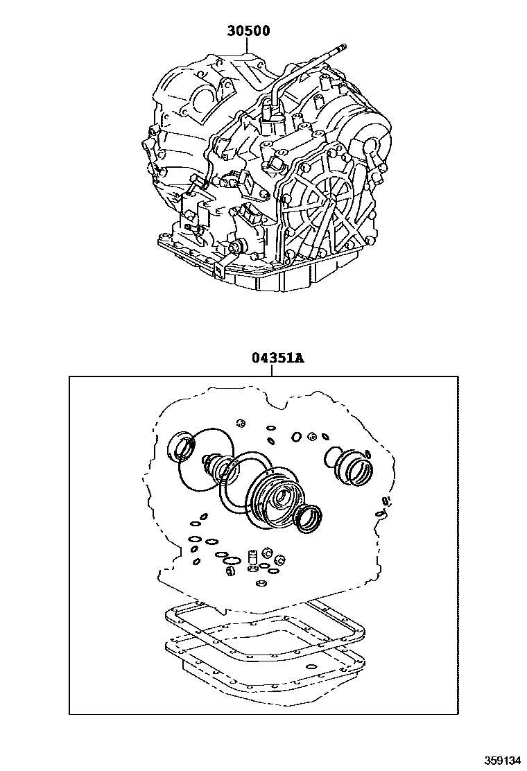 Toyota CAMRY 传动桥或变速器总成和衬垫组件(ATM) EPC diagram — 359134