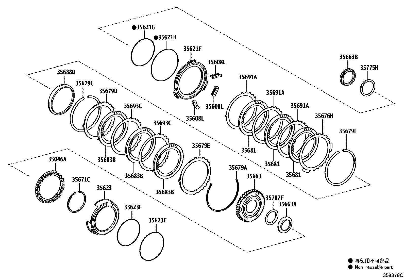 Toyota CAMRY 3号制动器、一档和倒档制动器(ATM) EPC diagram — 358379C