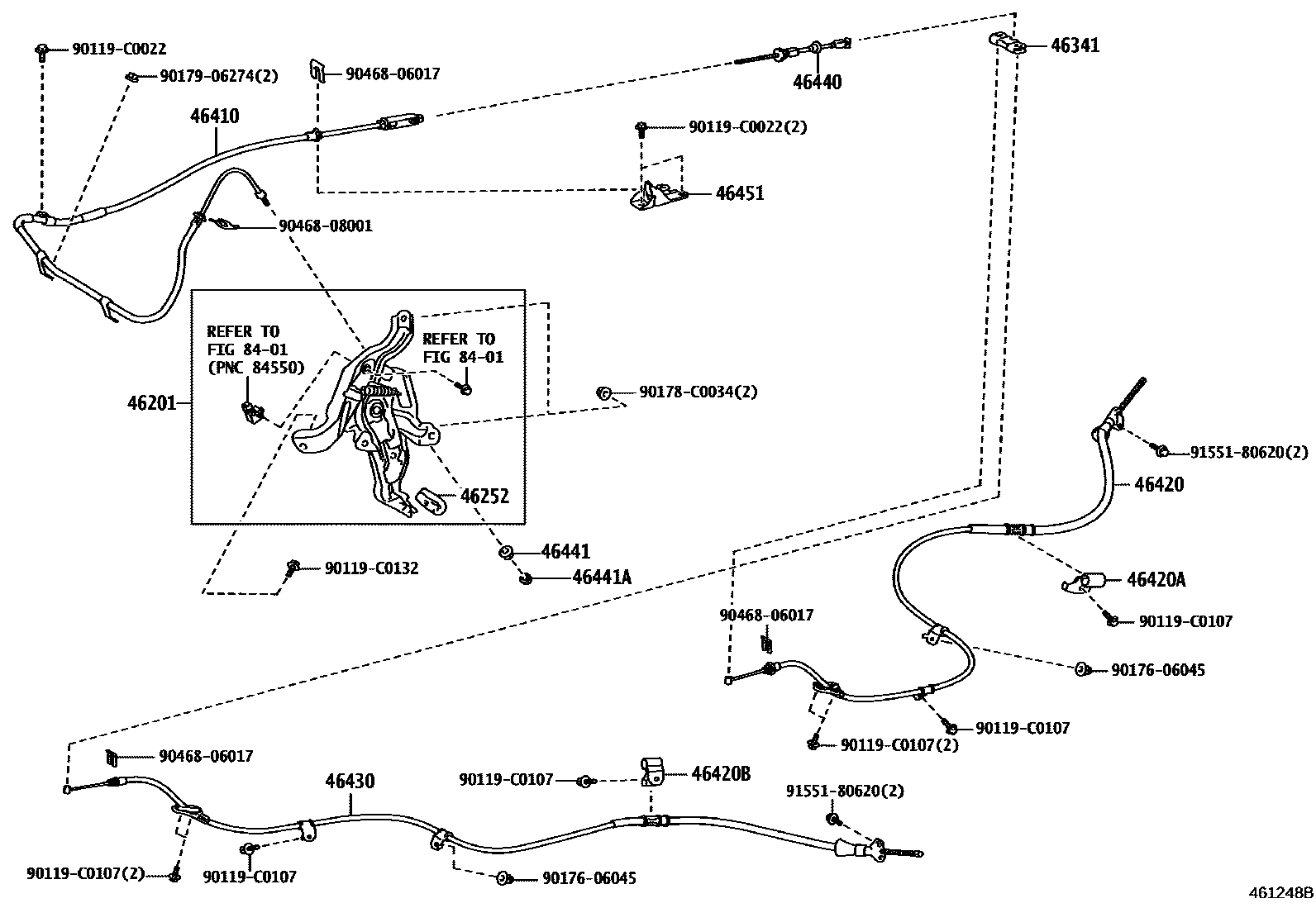 Toyota CAMRY Parking Brake & Cable EPC diagram — 461248B