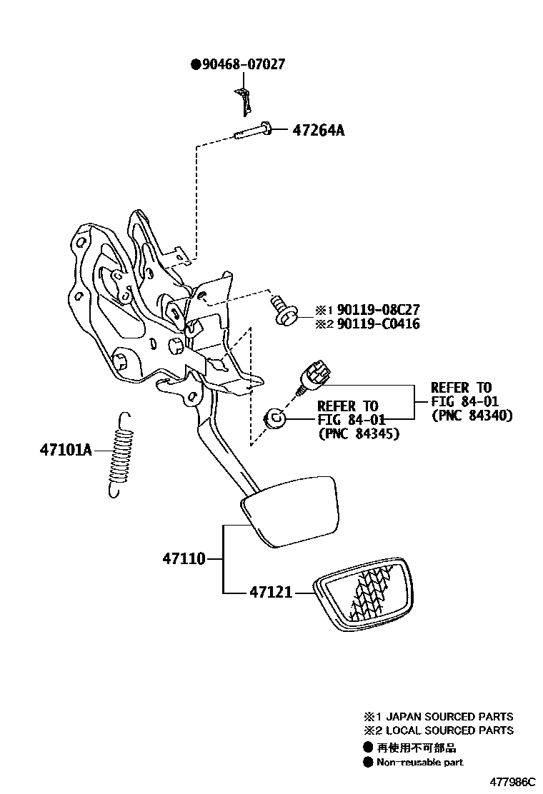 Toyota CAMRY Brake Pedal & Bracket EPC diagram — 477986C