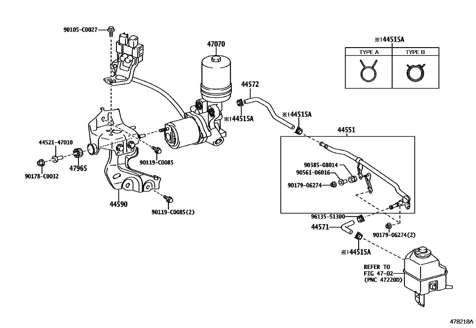 Toyota CAMRY 制动配管和卡箍 EPC diagram — 478218A