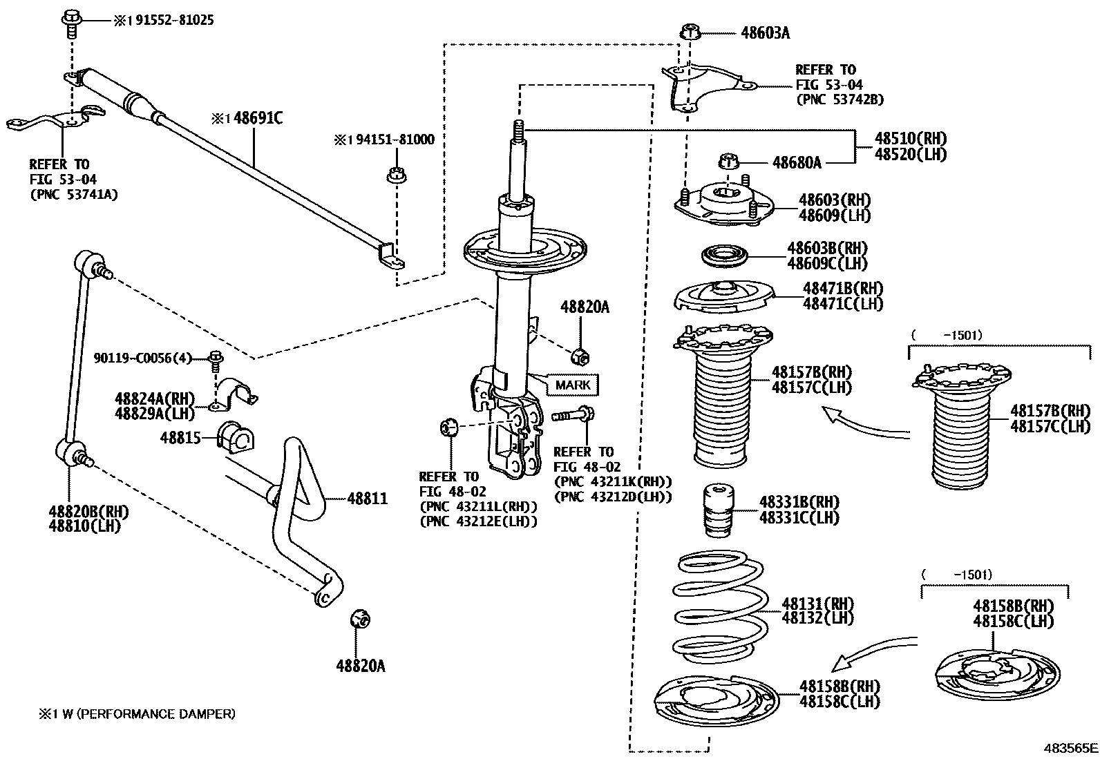 Toyota CAMRY Front Spring & Shock Absorber EPC diagram — 483565E