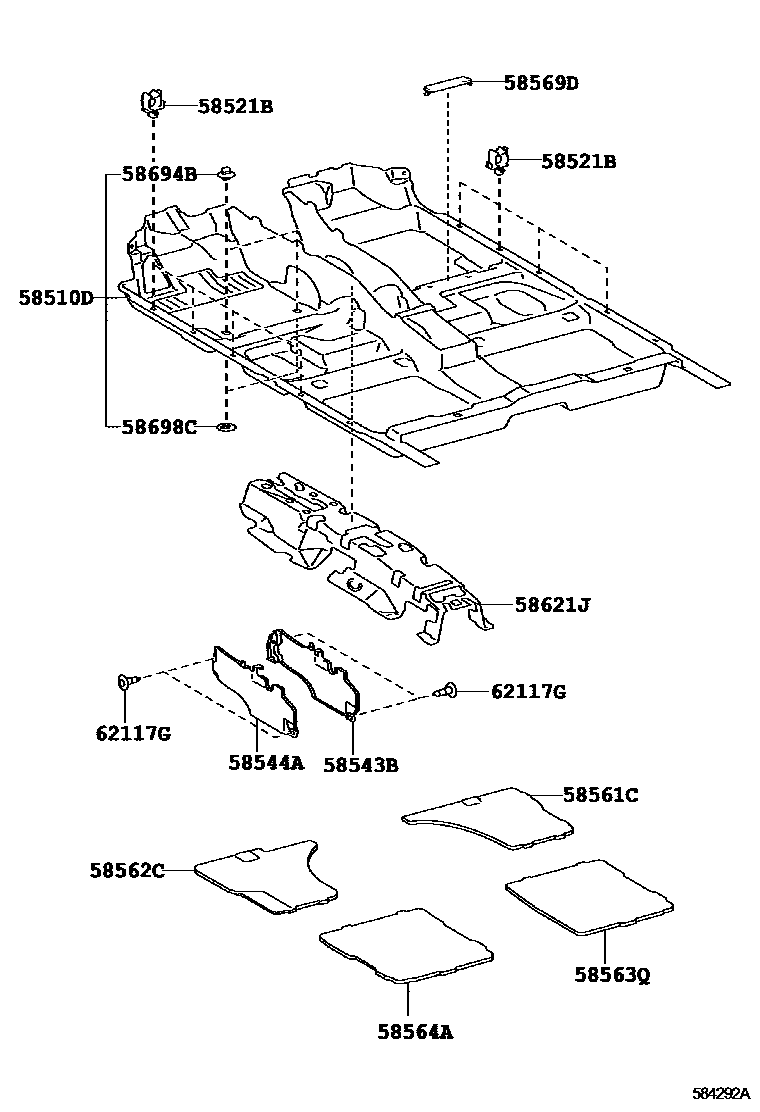 Toyota CAMRY 地板垫和地毯 EPC diagram — 584292A