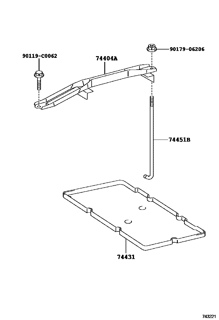 Toyota CAMRY battery holder EPC diagram — 743221