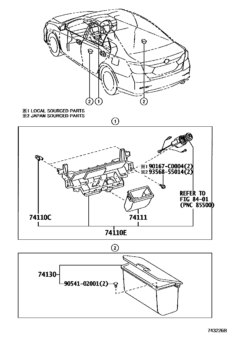 Toyota CAMRY 烟灰盒 EPC diagram — 743226B
