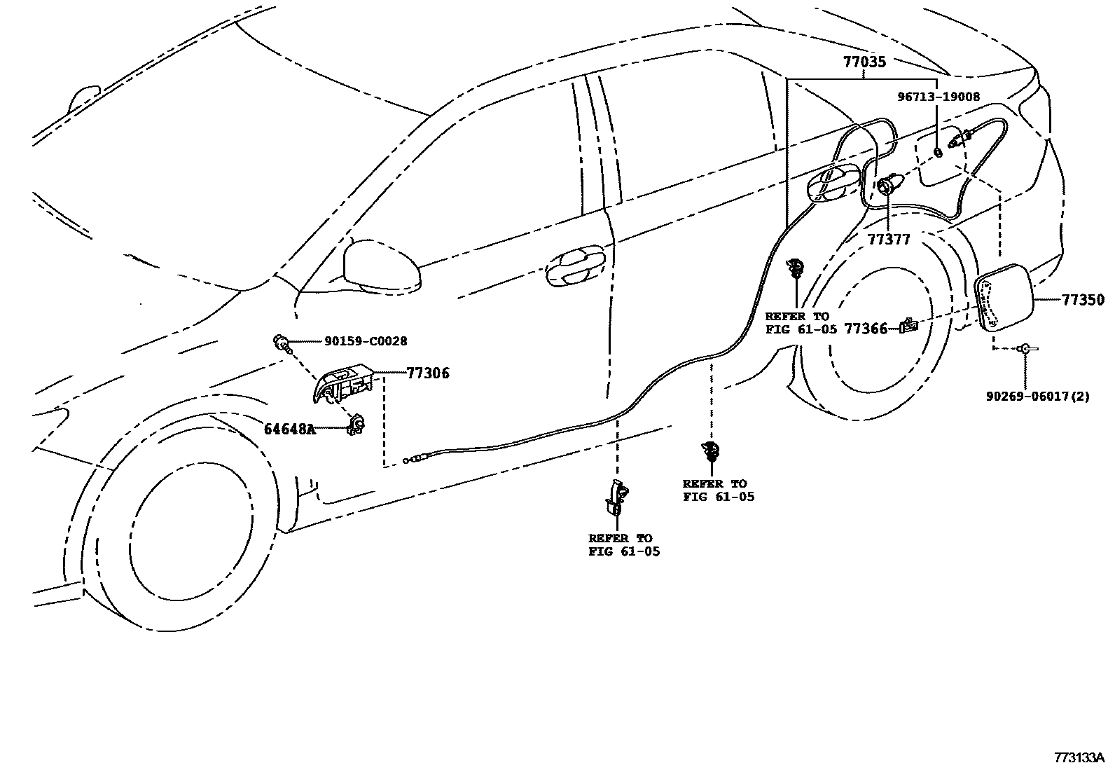 Toyota CAMRY 燃油箱和燃油管 EPC diagram — 773133A