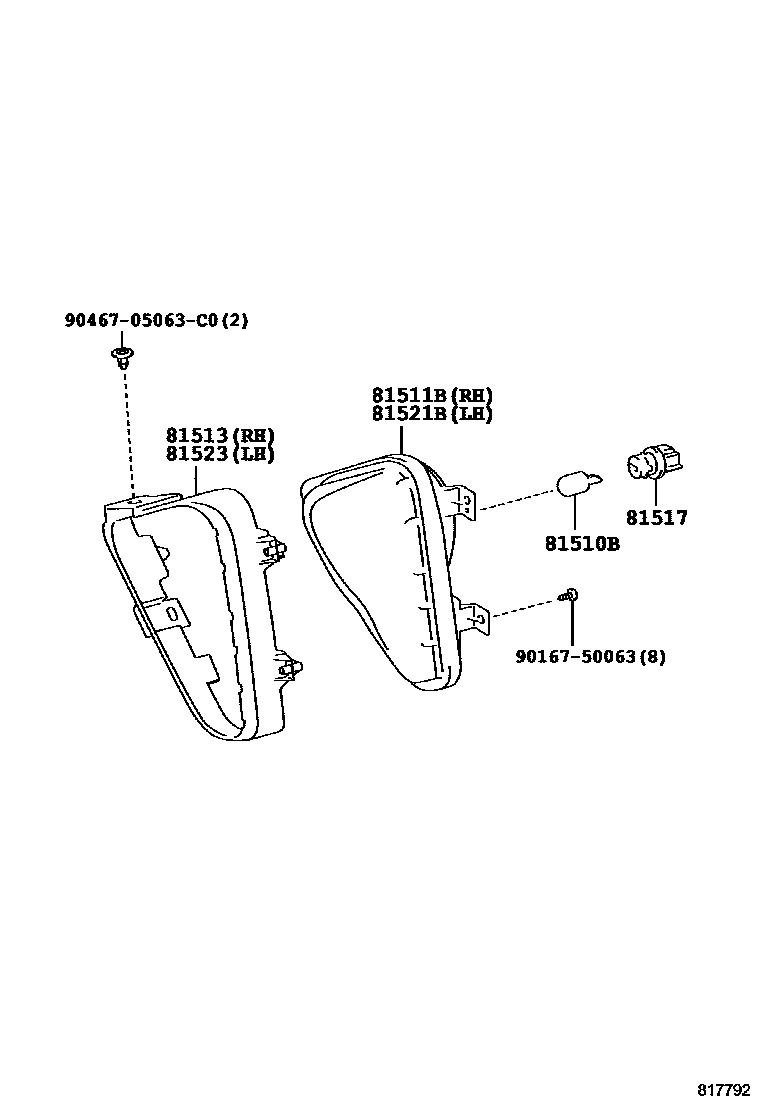 Toyota CAMRY 前转向灯 EPC diagram — 817792