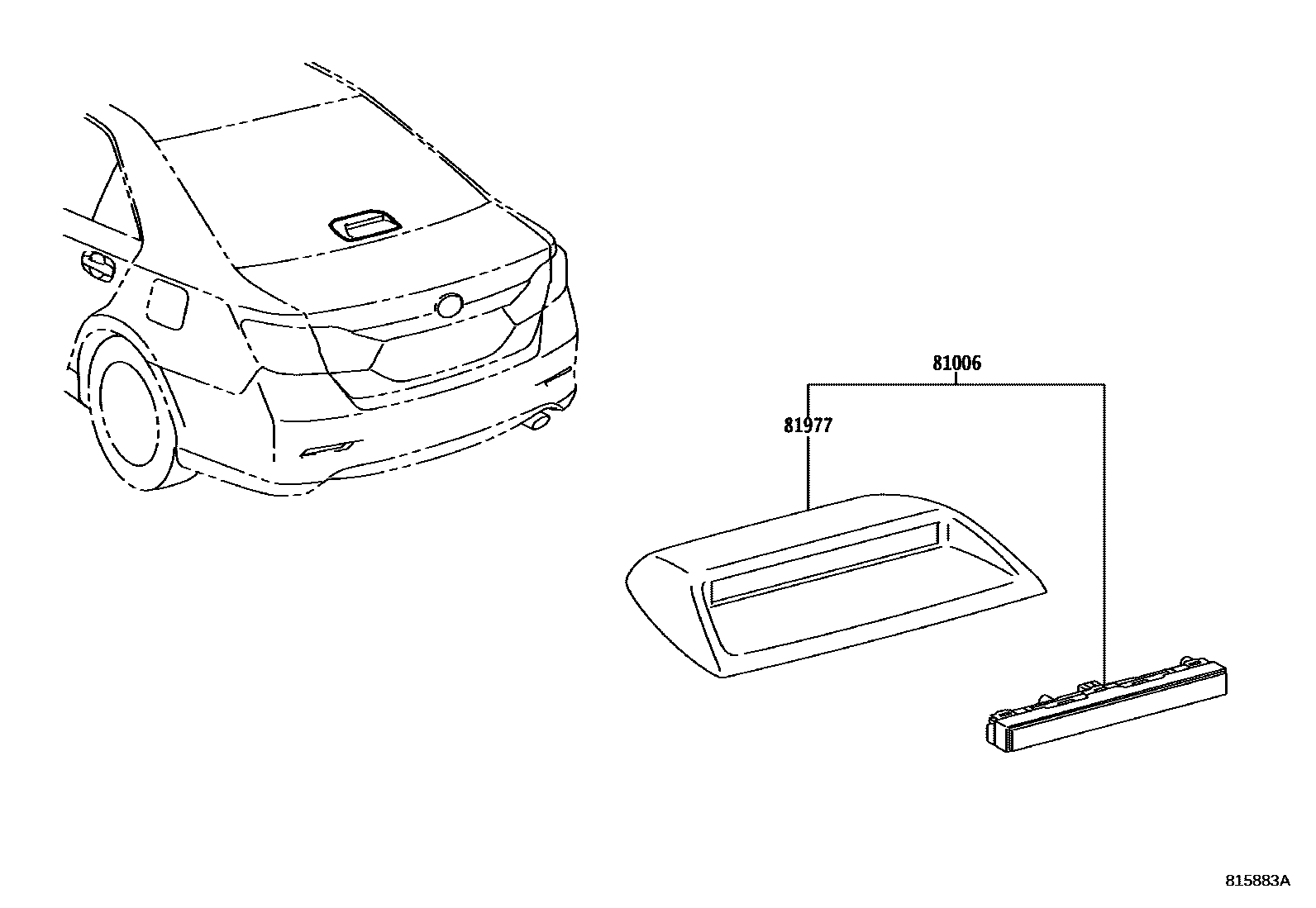 Toyota CAMRY 高位刹车灯 EPC diagram — 815883A