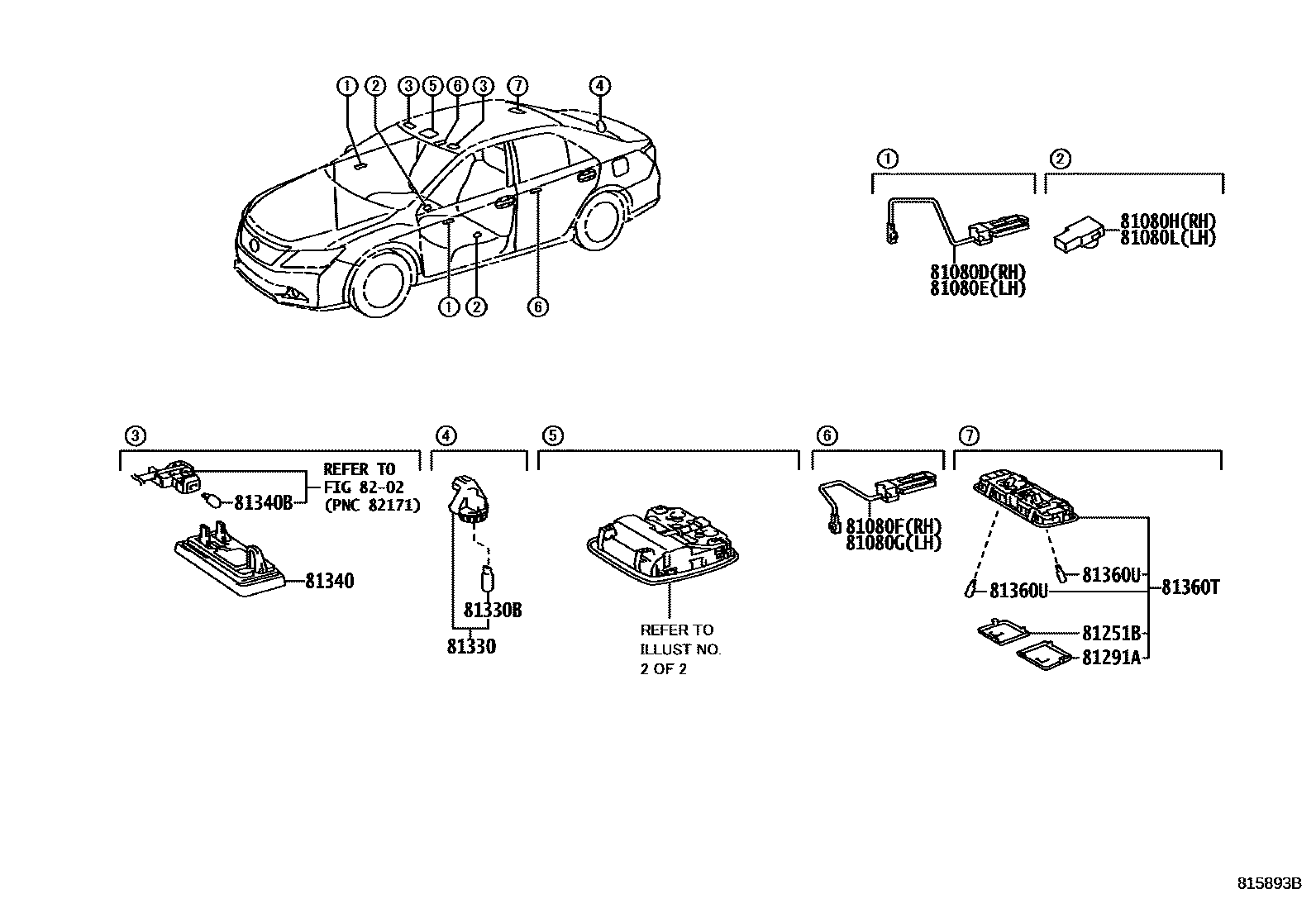 Toyota CAMRY 车内灯 EPC diagram — 815893B