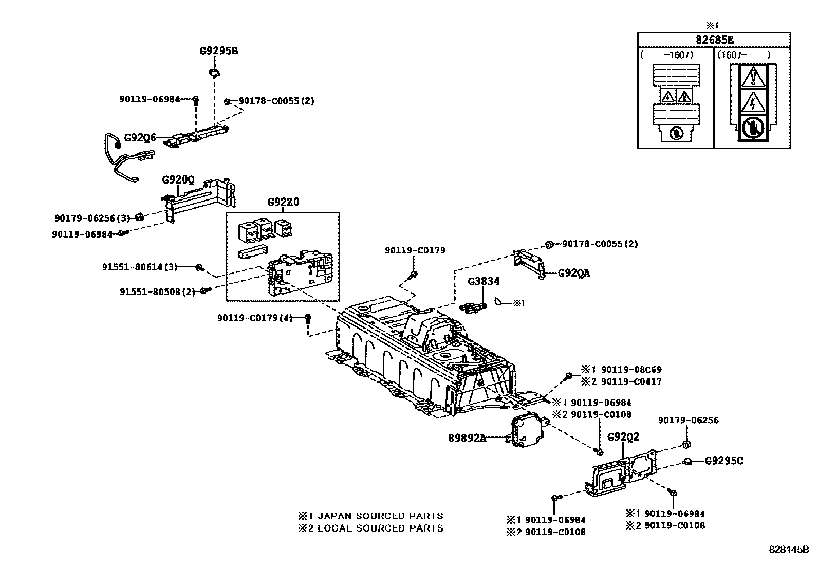 Toyota CAMRY 蓄电池和蓄电池电缆 EPC diagram — 828145B