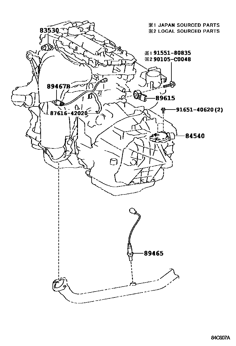 Toyota CAMRY 开关和继电器和ECU EPC diagram — 84C607A