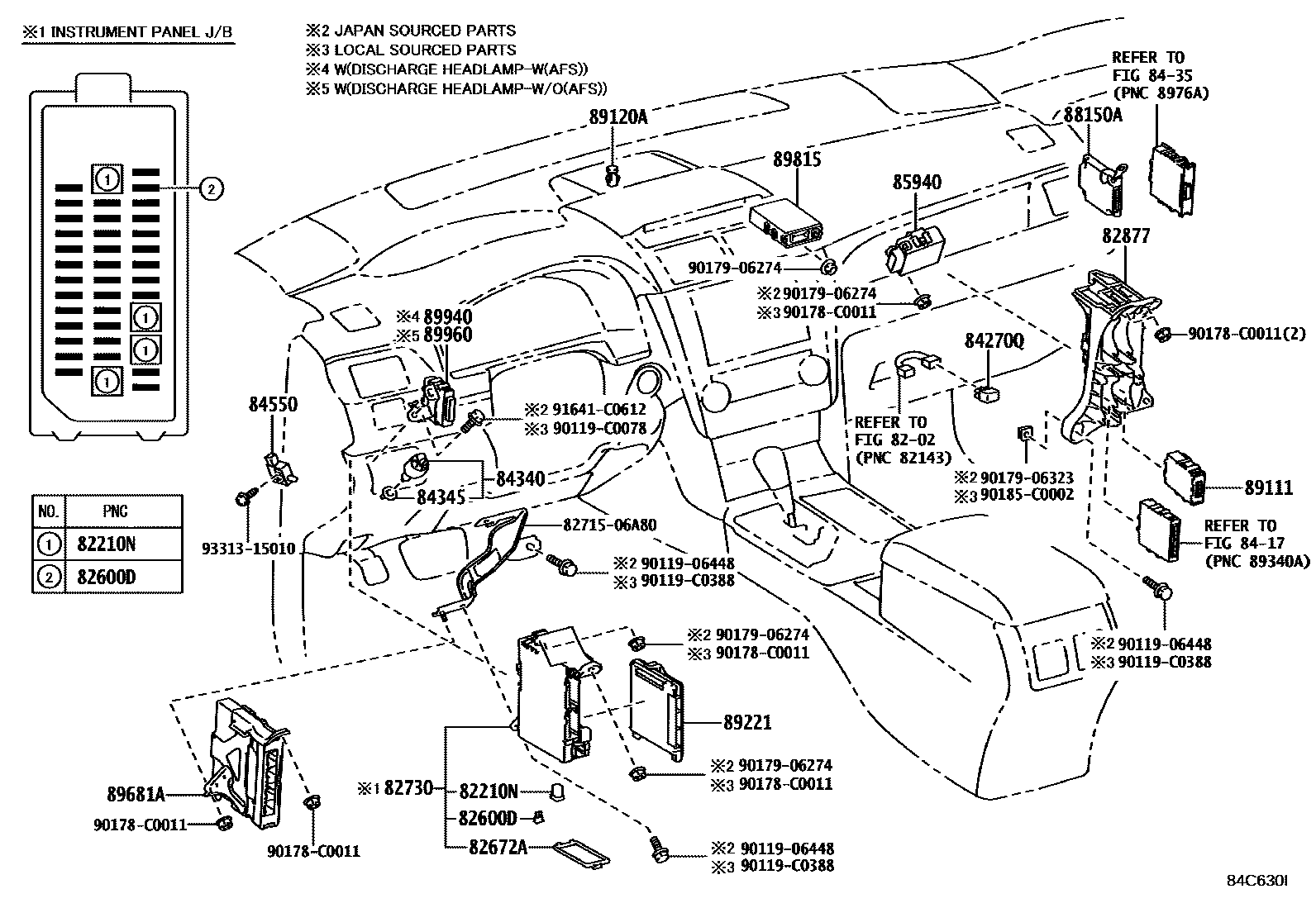 Toyota CAMRY 开关和继电器和ECU EPC diagram — 84C630I