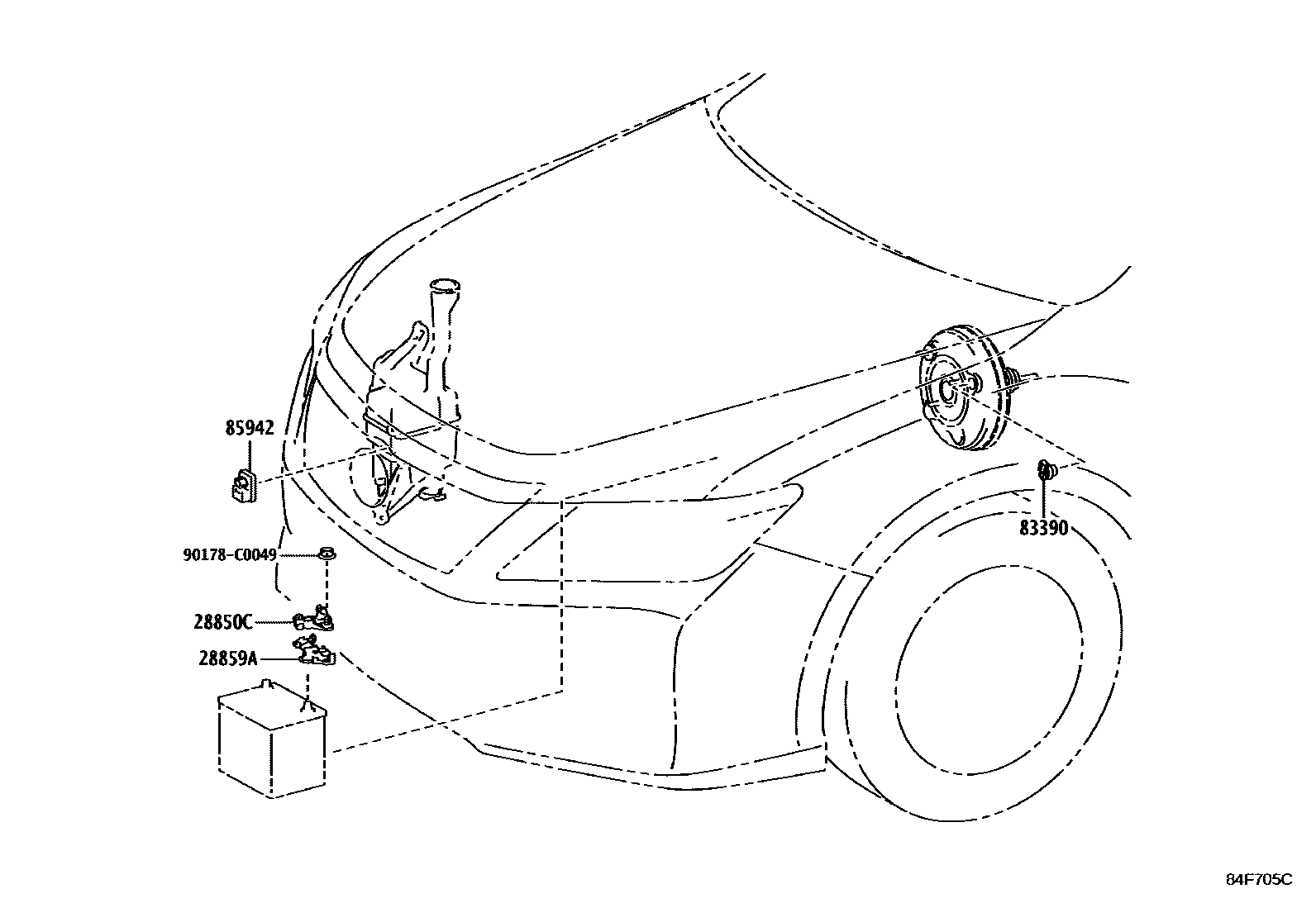 Toyota CAMRY 开关和继电器和ECU EPC diagram — 84F705C