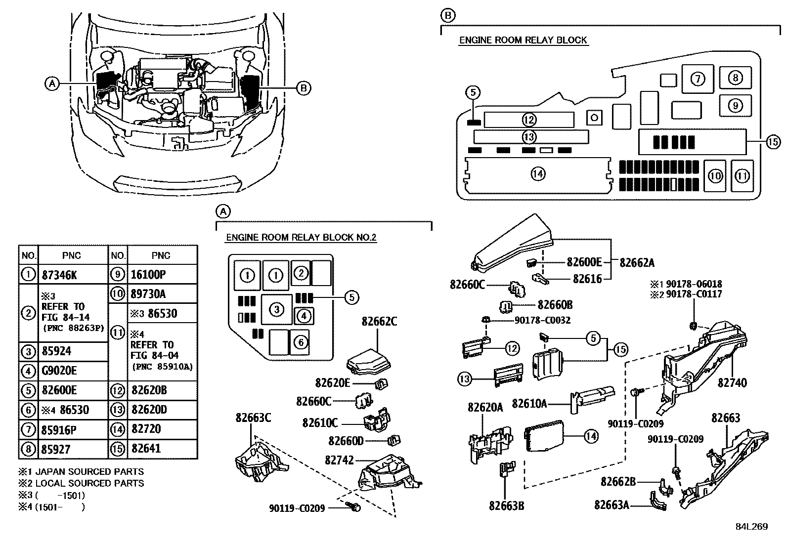 Toyota CAMRY 开关和继电器和ECU EPC diagram — 84L269