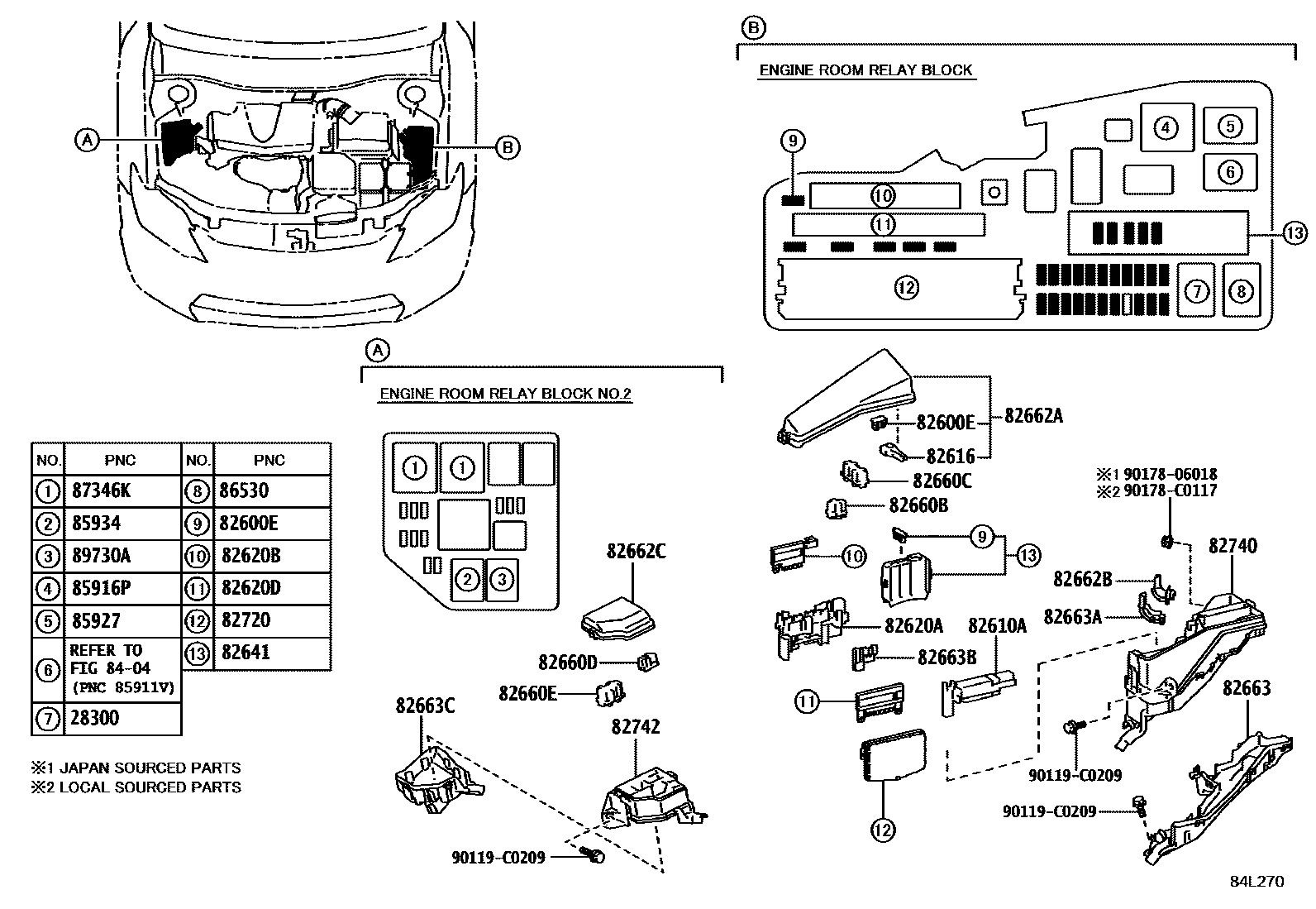 Toyota CAMRY 开关和继电器和ECU EPC diagram — 84L270