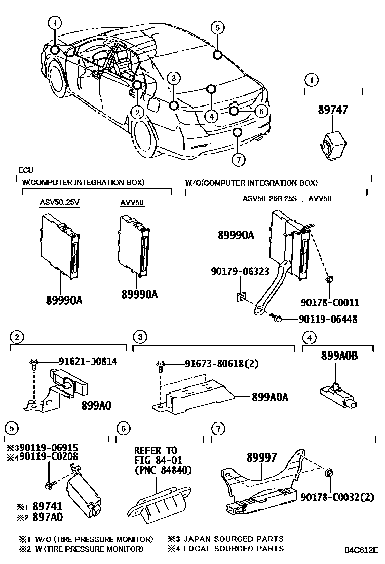 Toyota CAMRY 遥控门锁 EPC diagram — 84C612E