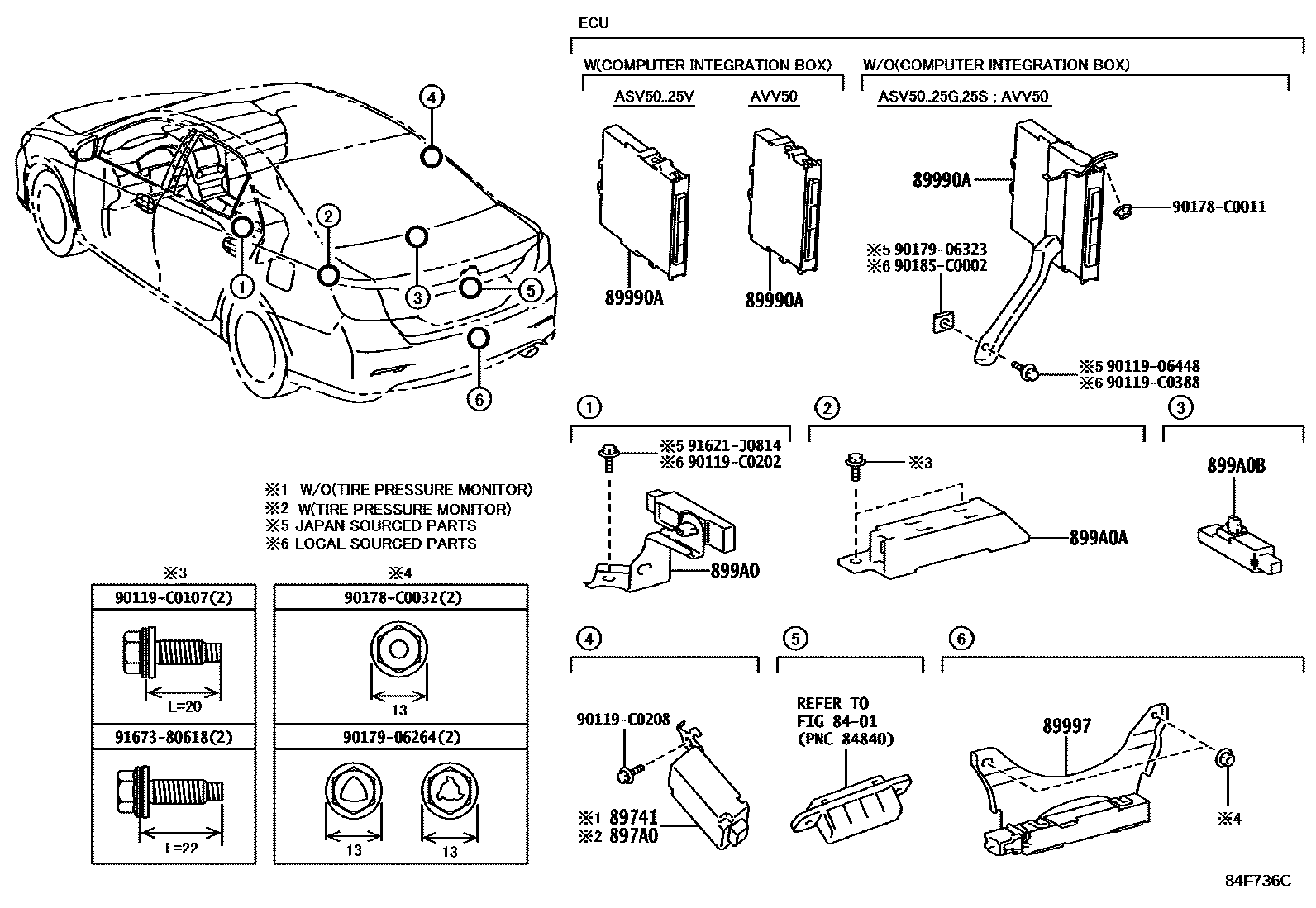 Toyota CAMRY 遥控门锁 EPC diagram — 84F736C