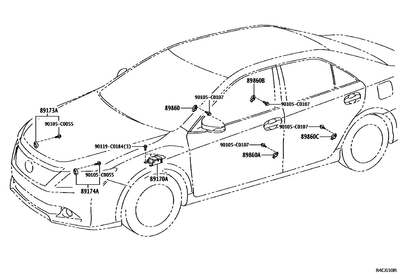 Toyota CAMRY 空气囊 EPC diagram — 84C610B