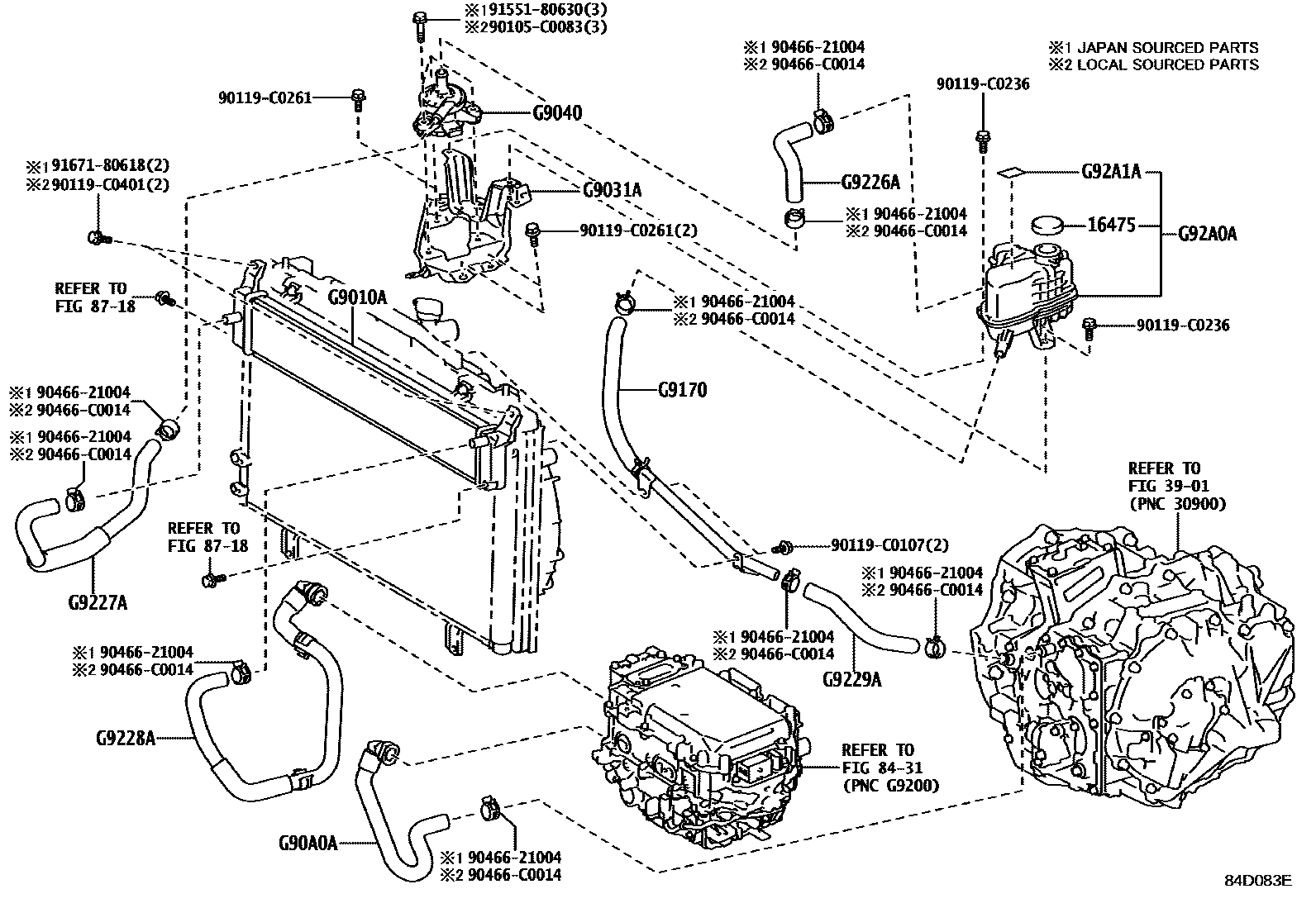 Toyota CAMRY 逆变器冷却系统 EPC diagram — 84D083E