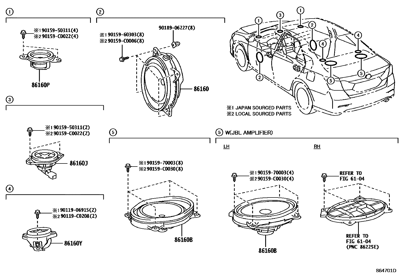Toyota CAMRY 扬声器 EPC diagram — 864701D